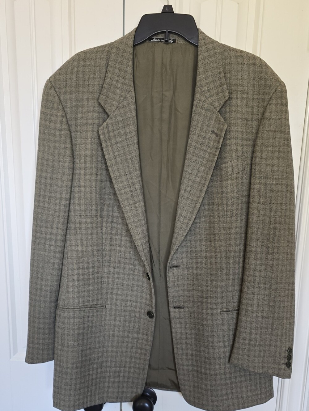 MANI BY Armani Men's Olive Green Checked Blazer - Classic Tailored Fit